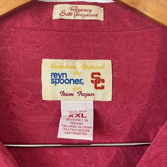 Reyn Spooner VTG Distressed Brocade Silk Button down Short Sleeve Shirt … - Picture 5 of 7